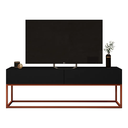 Ver imagem 1 de Rack Eros 140cm Minimalista e Moderno com 2 Gavetas Organizadoras e Base Metálica:preto/cobre