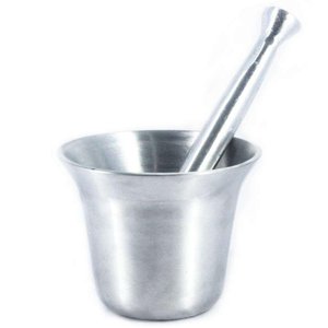 Almofariz Alumínio Polido Socador de Alho Médio