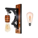 Ver imagem 1 de Arandela Luminária de Parede Colonial Madeira Maciça Barril - Mogno + Lâmpada
