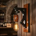 Ver mais imagens de Arandela Luminária de Parede Colonial Madeira Maciça Barril - Mogno + Lâmpada