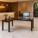 Ver imagem 1 de Mesa em L 150x150 Home Office Estudo Preta ou Mel Clickforte Preto