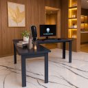 Ver imagem 5 de Mesa em L 150x150 Home Office Estudo Preta ou Mel Clickforte Preto