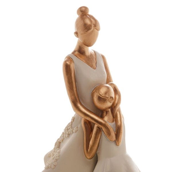 Escultura Decorativa Família: Mãe e Filha Se Abraçando - 3