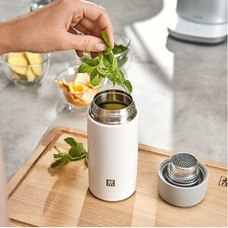 Garrafa Térmica com Infusor 420ml em Aço Inox Cinza e Branco Thermos Zwilling - 4 Garrafa Térmica com Infusor 420ml em Aço Inox Cinza e Branco Thermos Zwilling - 4