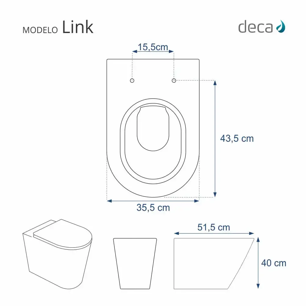 Assento Sanitário Link Branco Com Ferragem Dourada Para Vaso Deca - 2