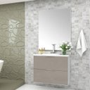 Ver imagem 1 de Gabinete para Banheiro Tampo em Mármore e Armário com Espelho 80cm Pietra Móveis Bosi