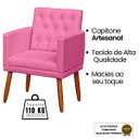 Ver imagem 4 de Poltrona Decor para Studio Cliente Tecido Suede Base Fixa Pés em Madeira Natural Suporta 120 Kg