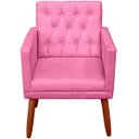 Ver imagem 1 de Poltrona Decor para Studio Cliente Tecido Suede Base Fixa Pés em Madeira Natural Suporta 120 Kg
