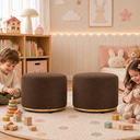 Ver imagem 4 de Kit 2 Puff Infantil Premium - Banquinho Redondo Estofado para Quarto, Sala Pés Anti-Umidade Marrom