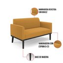 Ver imagem 3 de Sofá 2 Lugares Namoradeira Madeira Preto Marisa Bouclê Mostarda D03 - D’Rossi