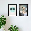 Ver imagem 1 de Kit 2 Quadros Banheiro Girafinha Baby Relax 24x18cm - com Vidro:moldura Preta