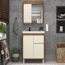Ver imagem 1 de Gabinete de Banheiro 60cm com Lavatório e Armário Ref 670 Cewal - Amendoa/off White