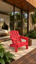 Ver imagem 2 de Cadeira Adirondack Vermelha com Encosto Alto em Madeira Plástica Lanci/ Lc-09 Red