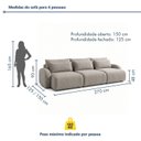 Ver imagem 3 de Sofá Cama Modular Orgânico Retrátil 4 Lugares 270cm Base Madeira Maciça Oxford