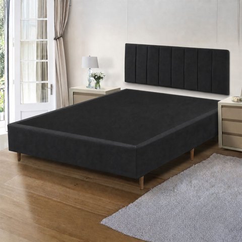 Base Cama Box Casal 1,38x1,88 Mts Cecilia Vilajo: Suede Preto