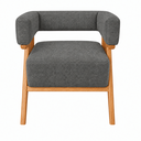 Ver imagem 6 de Poltrona Decorativa Mirela Linho Design Moderno Pés Madeira:Cinza Chumbo