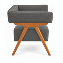 Ver imagem 5 de Poltrona Decorativa Mirela Linho Design Moderno Pés Madeira:Cinza Chumbo