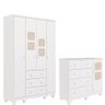 Quarto de Bebê Completo Guarda Roupas 4 Portas Cômoda 1 Porta 4 Gavetas 100% Mdf Telinha - 3