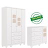 Quarto de Bebê Completo Guarda Roupas 4 Portas Cômoda 1 Porta 4 Gavetas 100% Mdf Telinha - 2