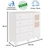 Quarto de Bebê Completo Guarda Roupas 4 Portas Cômoda 1 Porta 4 Gavetas 100% Mdf Telinha - 7
