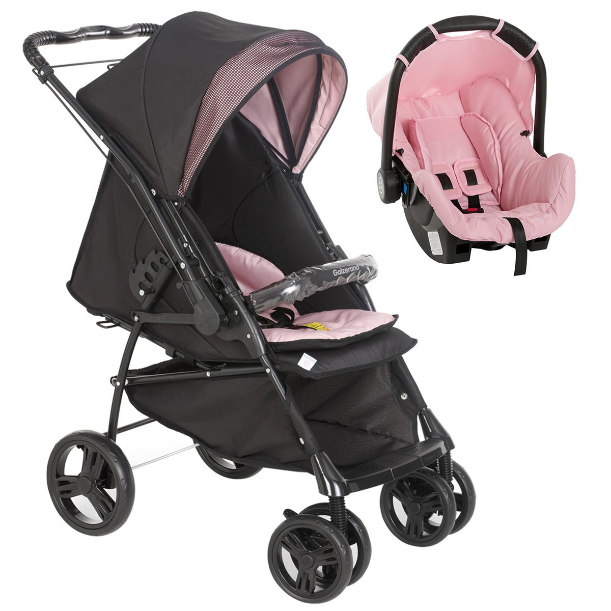 Carrinho Bebê Berço Passeio De 0 Até 15Kg Reversível Galzerano Rosa ...