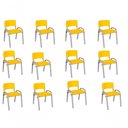 Ver imagem 1 de Kit 12 Cadeira Iso Infantil Creche, Base Cinza Amarelo