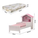 Ver imagem 4 de Conjunto Cama Princesa Solteiro Infantil com Colchão Cabeceira Casinha com Prateleiras e Nichos