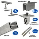 Ver imagem 2 de Kit Estrutura Suporte Fixador 1,20m Para 06 Placas Painel Solar Alumínio e Inox | Telha Cerâmica Cim