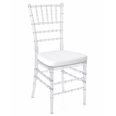 Cadeira Tiffany Cristal Transparente com Assento Estofado Branco
