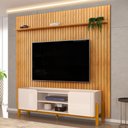 Ver imagem 2 de Rack para Sala Chelsea com Painel Ripado Tv 75 Pol Lexa D05 Cedro Off White - Lyam Decor