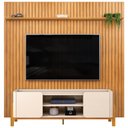 Ver imagem 3 de Rack para Sala Chelsea com Painel Ripado Tv 75 Pol Lexa D05 Cedro Off White - Lyam Decor