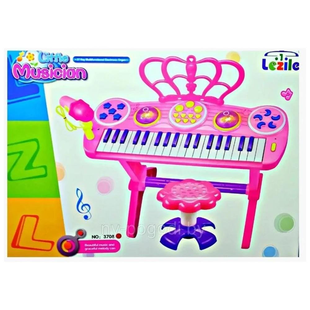 Teclado Piano Infantil Rosa 32 Teclas com Microfone Vários Tipos de Sons