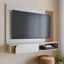 Ver imagem 1 de Painel Home Suspenso 1 Porta Tv's 60" Jurerê - Off White Matte/freijó