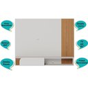 Ver imagem 6 de Painel Home Suspenso 1 Porta Tv's 60" Jurerê - Off White Matte/freijó