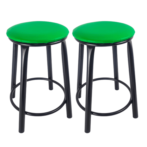 Kit 2 Banquetas Baixa Banco Cozinha Americana Balcão Bar Aço:verde/preto