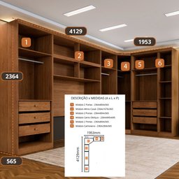 Guarda Roupa Modulado Casal Safira 011 em Mdf com 11 Portas e 9 Gavetas - 4