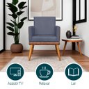 Ver imagem 4 de Poltrona Decorativa para Sala Recepção Escritório Consultório Lis Corino Peroba e Suede