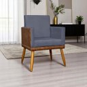 Ver imagem 1 de Poltrona Decorativa para Sala Recepção Escritório Consultório Lis Corino Peroba e Suede