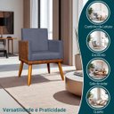 Ver imagem 3 de Poltrona Decorativa para Sala Recepção Escritório Consultório Lis Corino Peroba e Suede