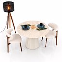 Ver imagem 3 de Mesa de Jantar Cone Redondo 150 cm Tampo Mármore Taj Mahal Base Laca Off White