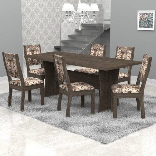 Conjunto Sala de Jantar Mesa Tampo Vidro e MDF 6 Cadeiras Yescasa -  Conjunto Sala de Jantar - Magazine Luiza