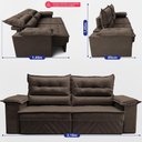 Ver imagem 3 de Sofá Retrátil e Reclinável 2,10m com Molas e Espuma D33 Thunder Velusoft Café Cama Inbox