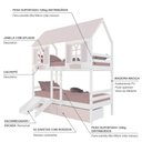 Ver imagem 4 de Beliche Casinha Bela com 2 Gavetas Rosa Kit Escada/Escorregador - Madeira Maciça Branco/Rosa |