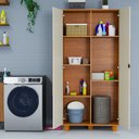 Ver imagem 3 de Armário Multiuso Organizador Laundry em Mdf 194cm – 2 Portas:naturale/ Off White