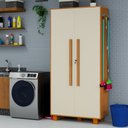 Ver imagem 2 de Armário Multiuso Organizador Laundry em Mdf 194cm – 2 Portas:naturale/ Off White