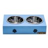 Comedouro Com Patinhas E Potes Inox Para Cachorro Azul - 1