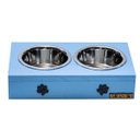 Ver imagem 1 de Comedouro com Patinhas e Potes Inox para Cachorro Azul