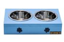 Ver imagem 1 de Comedouro com Patinhas e Potes Inox para Cachorro Azul