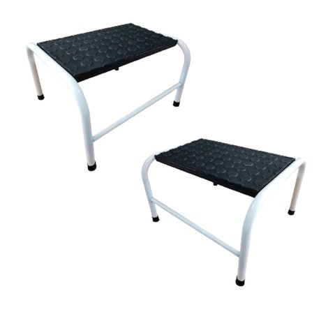 Kit 2 Escadinha Para Maca 1 Degrau Esmaltada Branca Medcombo