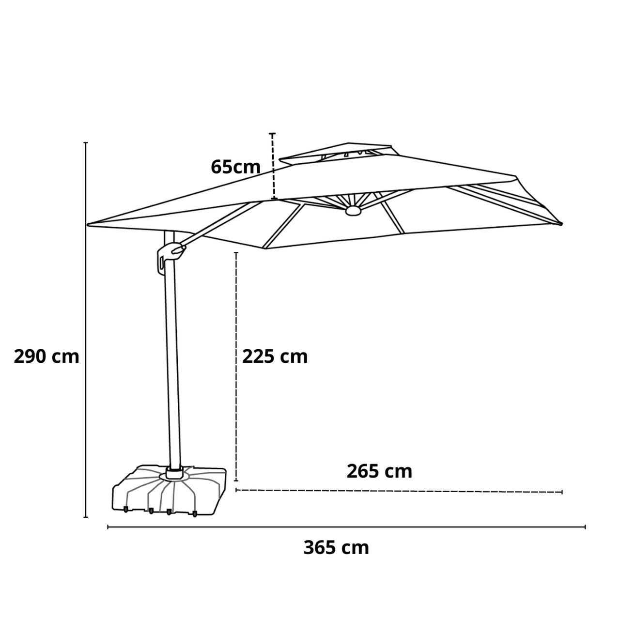 Ombrelone Guarda Sol Java Aluminio Marrom Café 2,5 X 2,5 C/ Base 100l - 9